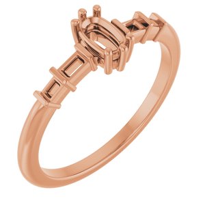 14K Rose Gold 5x3 mm Elongated Cushion Ring Mounting – image 2
