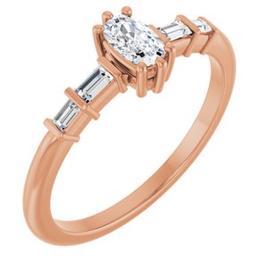 14K Rose Gold 5x3 mm Elongated Cushion Ring Mounting
