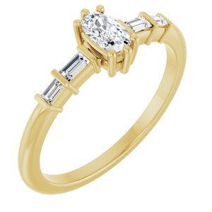 10K Yellow Gold 5x3 mm Elongated Cushion Ring Mounting
