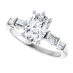 14K White Gold 8x6 mm Elongated Cushion Ring Mounting – image 8