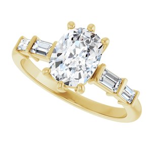 18K Yellow Gold 8x6 mm Elongated Cushion Ring Mounting – image 8
