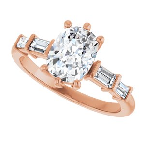 18K Rose Gold 8x6 mm Elongated Cushion Ring Mounting – image 8
