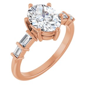 14K Rose Gold 9x7 mm Oval 1/4 CTW Natural Diamond Semi-Set Ring