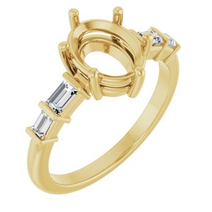 14K Yellow Gold 9x7 mm Oval 1/4 CTW Natural Diamond Semi-Set Ring – image 2