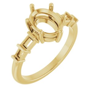 10K Yellow Gold 9x7 mm Oval Ring Mounting – image 2