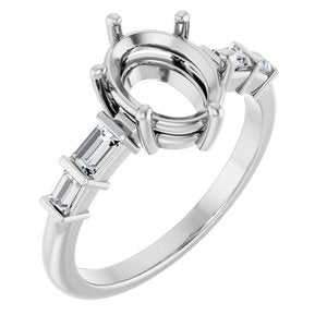 14K White Gold 9x7 mm Oval 1/4 CTW Lab-Grown Diamond Semi-Set Ring – image 2