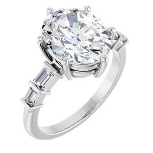 18K White Gold 11x9 mm Oval Ring Mounting