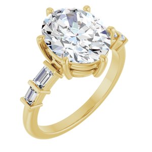 14K Yellow Gold 11x9 mm Oval Ring Mounting