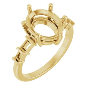 14K Yellow Gold 11x9 mm Oval Ring Mounting – image 2
