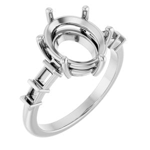 10K White Gold 11x9 mm Oval Ring Mounting – image 2