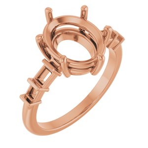 10K Rose Gold 11x9 mm Oval Ring Mounting – image 2