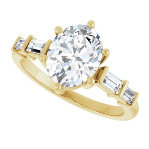 14K Yellow Gold 9x7 mm Oval Ring Mounting – image 8
