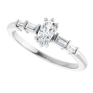 18K White Gold 5x3 mm Elongated Cushion Ring Mounting – image 8