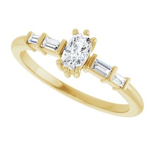 10K Yellow Gold 5x3 mm Elongated Cushion Ring Mounting – image 8