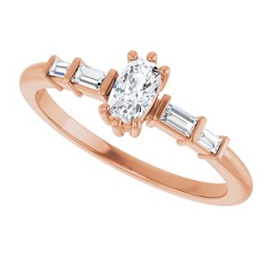 14K Rose Gold 5x3 mm Elongated Cushion Ring Mounting – image 8