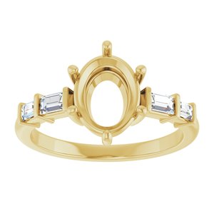 14K Yellow Gold 9x7 mm Oval 1/4 CTW Lab-Grown Diamond Semi-Set Ring – image 6