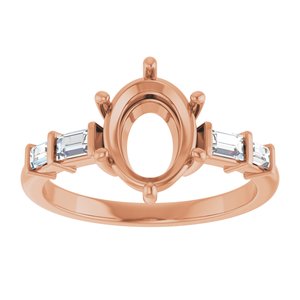 14K Rose Gold 9x7 mm Oval 1/4 CTW Natural Diamond Semi-Set Ring – image 6