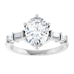 14K White Gold 9x7 mm Oval Ring Mounting – image 5