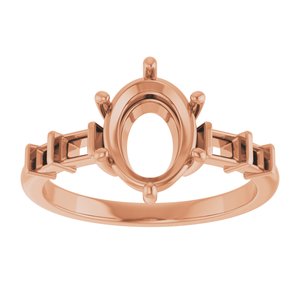 14K Rose Gold 9x7 mm Oval Ring Mounting – image 6