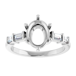 14K White Gold 9x7 mm Oval 1/4 CTW Natural Diamond Semi-Set Ring – image 6