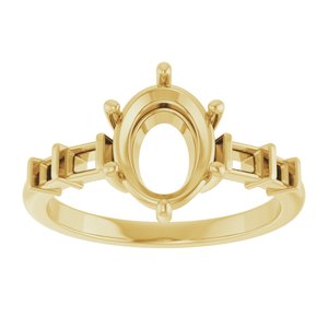 10K Yellow Gold 9x7 mm Oval Ring Mounting – image 6