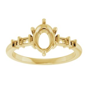 14K Yellow Gold 7.5x5.5 mm Oval Ring Mounting – image 6