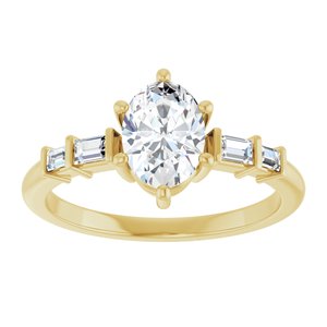 14K Yellow Gold 7.5x5.5 mm Oval 1/6 CTW Natural Diamond Semi-Set Ring – image 5