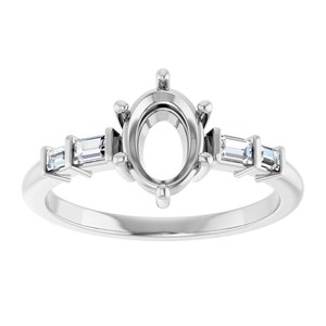 Platinum 7.5x5.5 mm Oval 1/6 CTW Natural Diamond Semi-Set Ring – image 6
