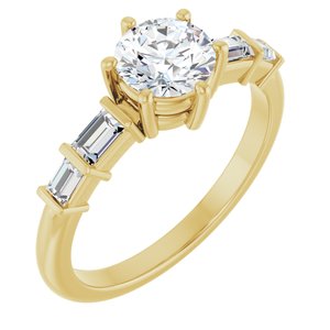 18K Yellow Gold 6 mm Round Ring Mounting