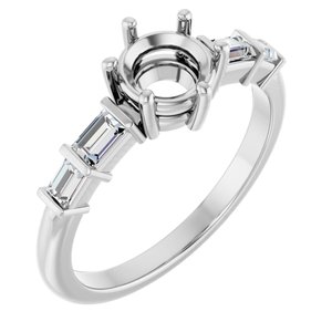 14K White Gold 6 mm Round 1/4 CTW Natural Diamond Semi-Set Ring – image 2