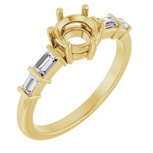 14K Yellow Gold 6 mm Round 1/4 CTW Natural Diamond Semi-Set Ring – image 2