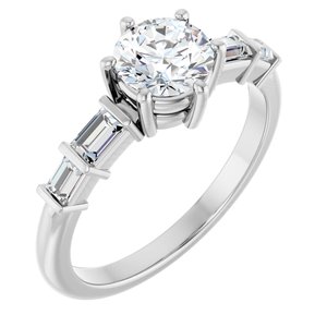 14K X1 White Gold 6 mm Round Ring Mounting
