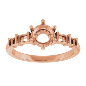 14K Rose Gold 6 mm Round Ring Mounting – image 6