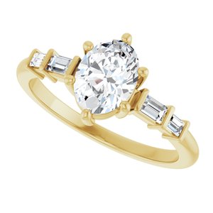 14K Yellow Gold 7.5x5.5 mm Oval 1/6 CTW Natural Diamond Semi-Set Ring – image 8