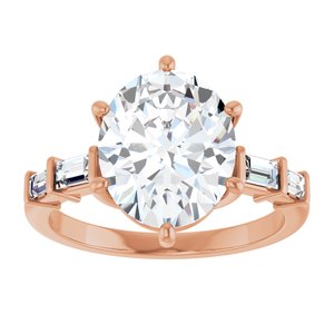 10K Rose Gold 11x9 mm Oval Ring Mounting – image 5
