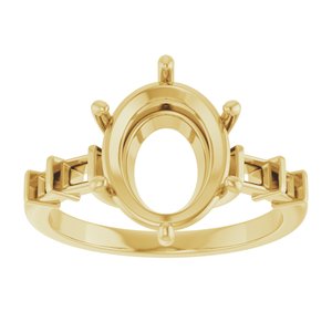 14K Yellow Gold 11x9 mm Oval Ring Mounting – image 6