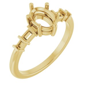 10K Yellow Gold 7.5x5.5 mm Oval Ring Mounting – image 2