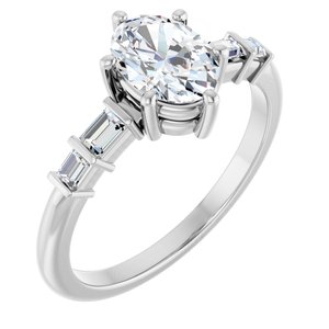 14K White Gold 7.5x5.5 mm Oval 1/6 CTW Natural Diamond Semi-Set Ring