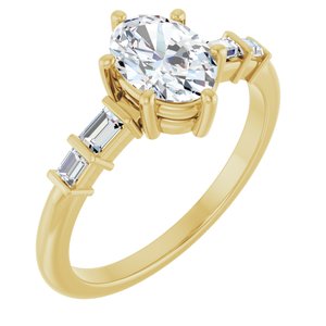 14K Yellow Gold 7.5x5.5 mm Oval 1/6 CTW Lab-Grown Diamond Semi-Set Ring