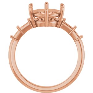 10K Rose Gold 11x9 mm Oval Ring Mounting – image 4