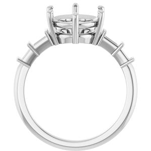 10K White Gold 11x9 mm Oval Ring Mounting – image 4