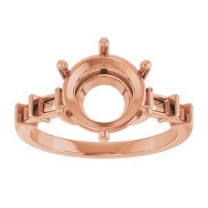 18K Rose Gold 9.4 mm Round Ring Mounting – image 6