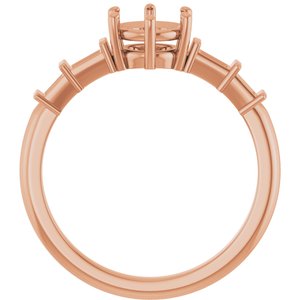 18K Rose Gold 6 mm Round Ring Mounting – image 4