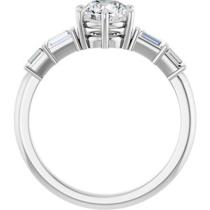 Platinum 6 mm Round 1/4 CTW Natural Diamond Semi-Set Ring – image 3