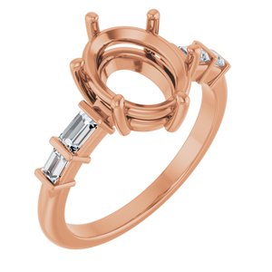 14K Rose Gold 10x8 mm Oval 1/4 CTW Natural Diamond Semi-Set Ring – image 2