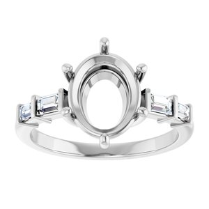 Platinum 10x8 mm Oval 1/4 CTW Natural Diamond Semi-Set Ring – image 6