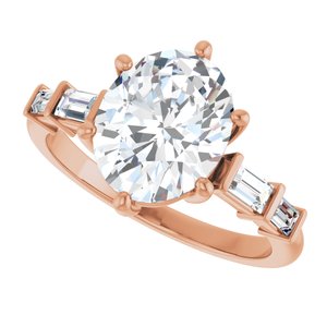 14K Rose Gold 10x8 mm Oval 1/4 CTW Natural Diamond Semi-Set Ring – image 8