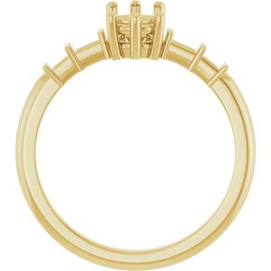 14K Yellow Gold 7x5 mm Elongated Cushion Ring Mounting – image 4