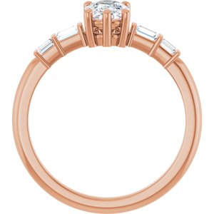10K Rose Gold 7x5 mm Elongated Cushion Ring Mounting – image 3