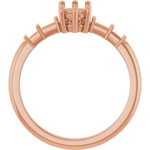 14K Rose Gold 7x5 mm Elongated Cushion Ring Mounting – image 4